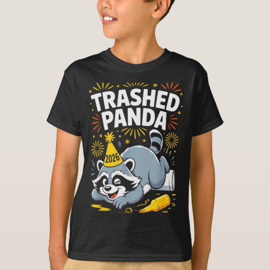 Trashed Panda New Year 2026 Funny Raccoon Design  T-shirt (Voorkant)