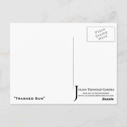 "Trashed Sun" — Briefkaarten (Achterkant)