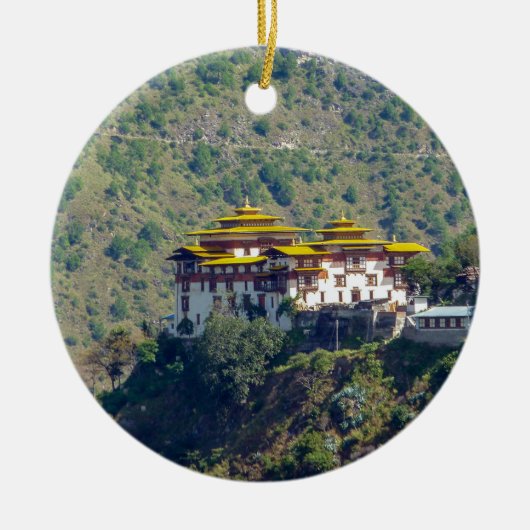 Trashigang Dzong - Oostelijk Bhutan Keramisch Ornament (Voorkant)