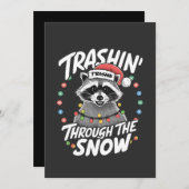 Trashing Door De Sneeuw Grappige Wasbeer Kerstmis Bedankkaart (Voorkant / Achterkant)