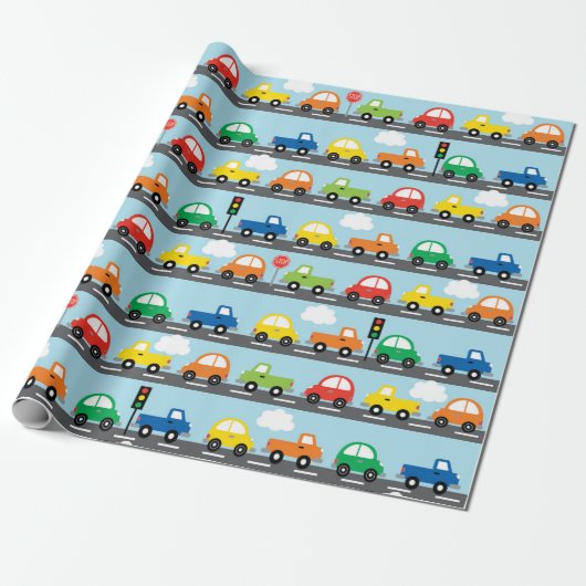Trasportjongen (Traffic Jam) Cadeaupapier (Uitgerold)