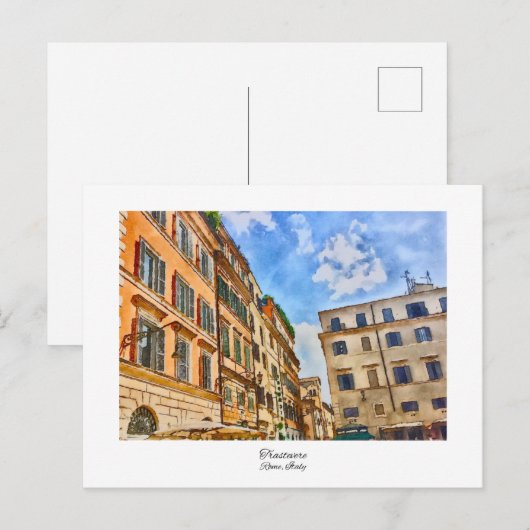 Trastevere Rome, Italië Waterverf Schilderij Briefkaart (Voorkant / Achterkant)