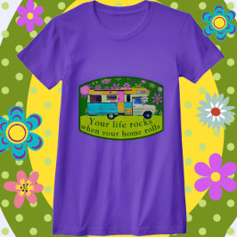 Trauck Camper Life Rocks Mod Flowers T-shirt