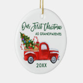Trauck Candy Canes First Kerstmis als grootouders Keramisch Ornament (Rechts)
