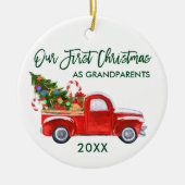 Trauck Candy Canes First Kerstmis als grootouders Keramisch Ornament (Voorkant)