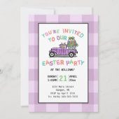  Trauck Paarse Gingham Paaspartij Kaart (Voorkant)