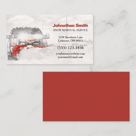 Trauck Plow Snow Removal Service Visitekaartje (Voorkant / Achterkant)