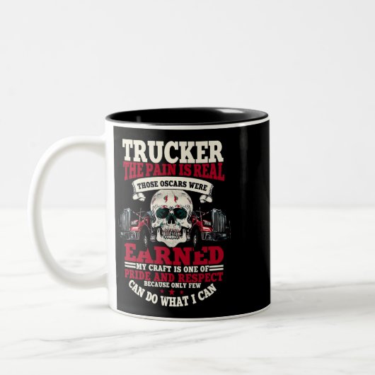 Traucker geeft Funny Tractor 18 Wheeler Tweekleurige Koffiemok (Links)