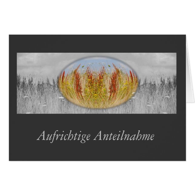 Trauerkarte Herbstwiese grau (Voorkant Horizontaal)