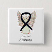 Trauma Awareness Zwart Lint Custom Button Pin (Voorkant)