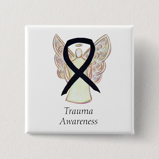 Trauma Awareness Zwart Lint Custom Button Pin (Voorkant)