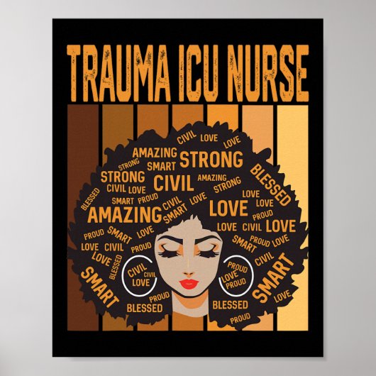 Trauma Icu Nurse Powerful Black History Month Blac Poster (Voorkant)