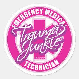 Trauma Junkie Pink Ronde Sticker