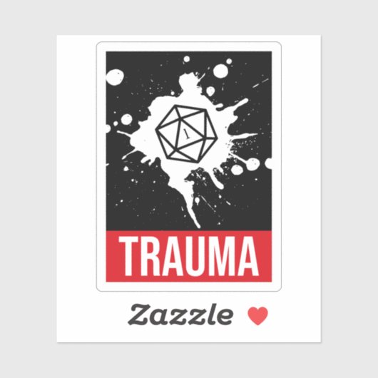 Trauma kritieke mislukking D20 dobbelstenen Sticker (Vel)