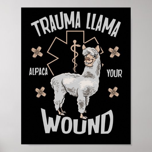 Trauma Llama EMT Design Medic EMS Alpaca Poster (Voorkant)