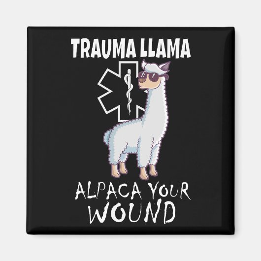 Trauma Llama Emt Design Medic Ems Alpaca Uw wond Magneet (Voorkant)