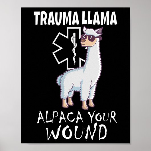 Trauma Llama Emt Design Medic Ems Alpaca Uw wond Poster (Voorkant)