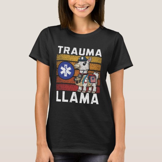 Trauma Llama Zorg EMT Paramedicus T-shirt (Voorkant)