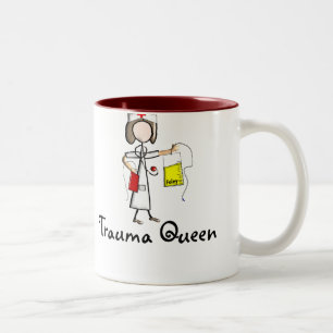 Trauma Nurse "Trauma Queen" T-Shirts en Gifts Tweekleurige Koffiemok