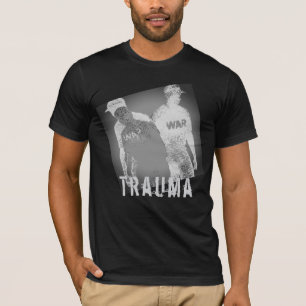 Trauma War Afbeelding Abstract in zwart grijs wit T-shirt