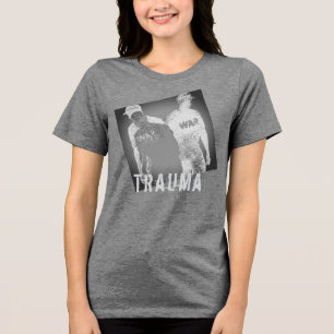 Trauma War Afbeelding Abstract in zwart grijs wit Tri-Blend Shirt
