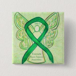 Traumatic Brain Injuries (TBI) Angel Awareness Pin Vierkante Button 5,1 Cm