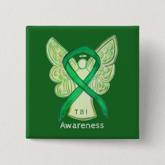 Traumatic Brain Injuries (TBI) Angel Awareness Pin Vierkante Button 5,1 Cm (Voorkant)
