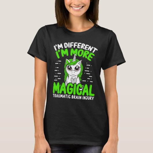 Traumatisch brein bewustzijn Unicorn Green Ribbon T-shirt (Voorkant)