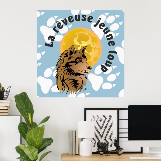 träumender Wolfswelpe Poster (Thuiskantoor)