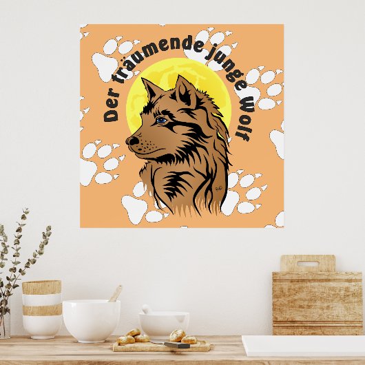 träumender Wolfswelpe Poster (Keuken)