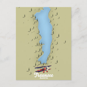 Traunsee Oostenrijks meer kaart Poster