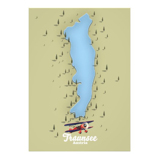 Traunsee Oostenrijks meer kaart Poster (Voorkant)