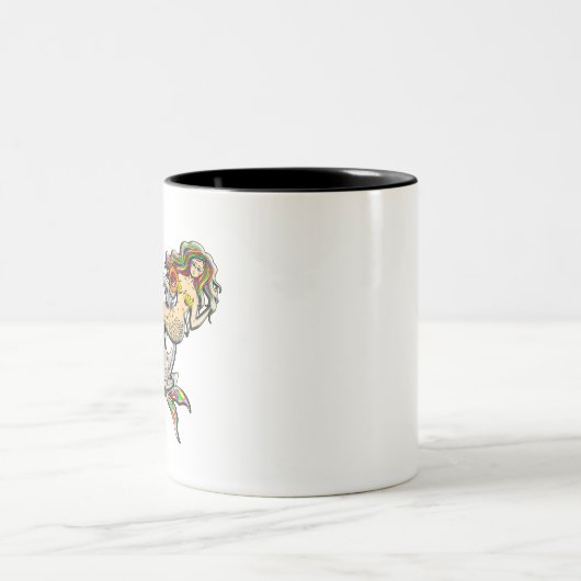 Traurige Meerjungfrauen am Anker Tweekleurige Koffiemok (Center)