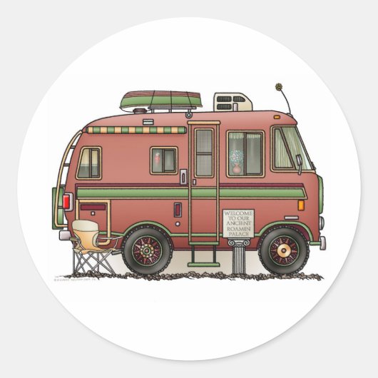 Travco Motor Home Camper RV Ronde Sticker (Voorkant)