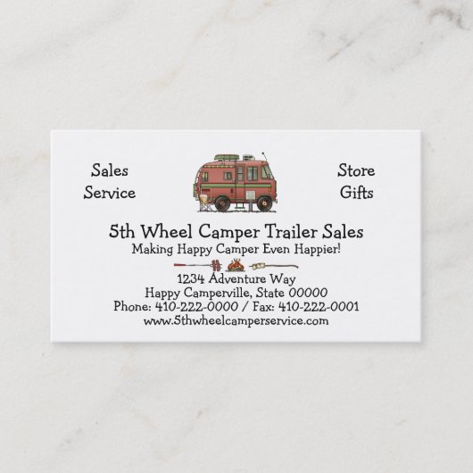 Travco Motor Home Camper RV Visitekaartje (Voorkant)
