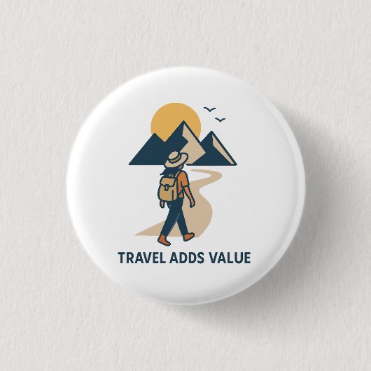 Travel adds value ronde button 3,2 cm (Voorkant)