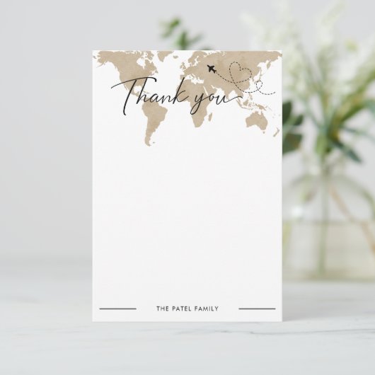 Travel Adventure Baby shower bedankkaart (Staand voorkant)