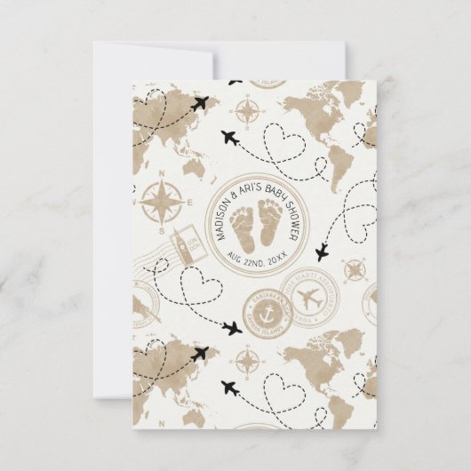 Travel Adventure Baby shower bedankkaart (Achterkant)