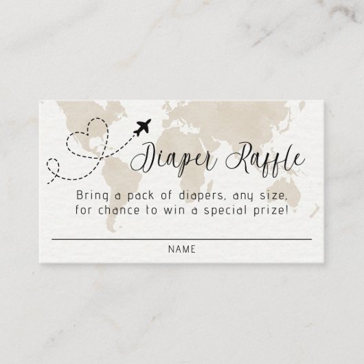 Travel Adventure Baby shower Luier Raffle Kaart (Voorkant)