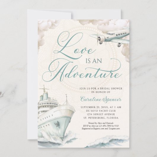 Travel Adventure Cruise Engagement Party Kaart (Voorkant)