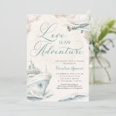 Travel Adventure Cruise Engagement Party Kaart (Staand voorkant)