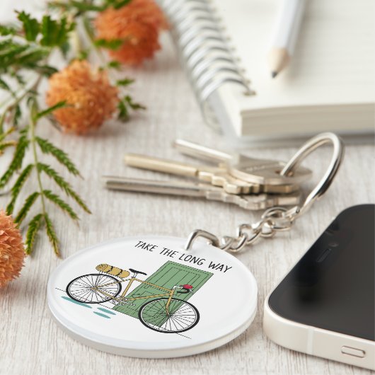 Travel Adventure Line Art – Take the Long Way Sleutelhanger (Voorkant Rechts)