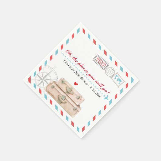 Travel Adventure Vliegtuig Baby shower servetten (Hoek)