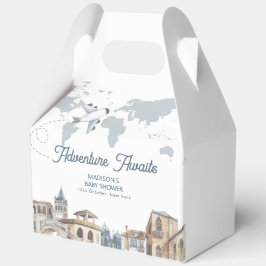 Travel Adventure World Map Airplane Baby Shower  Bedankdoosjes