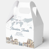 Travel Adventure World Map Airplane Baby Shower Bedankdoosjes (Achterkant)