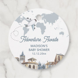 Travel Adventure World Map Airplane Baby Shower  Bedankjes Labels