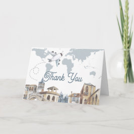 Travel Adventure World Map Airplane Baby Shower  Bedankkaart