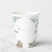 Travel Adventure World Map Airplane Baby Shower  Papieren Bekers (Links)