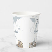 Travel Adventure World Map Airplane Baby Shower  Papieren Bekers (Rechts)