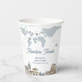 Travel Adventure World Map Airplane Baby Shower  Papieren Bekers